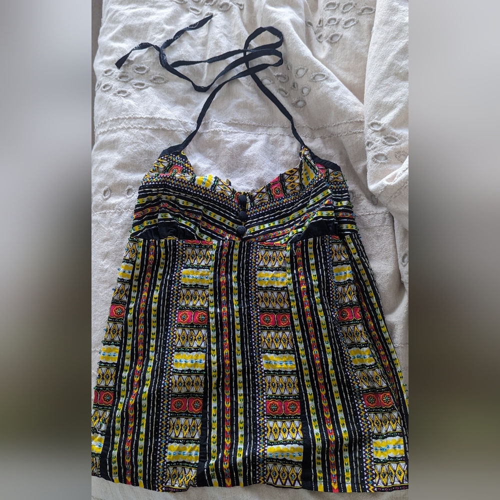 Bead embroidery top thrifted in Thailand